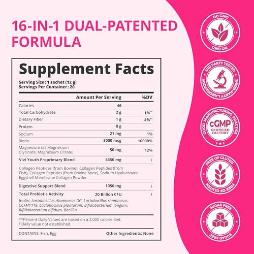 Image of Collagen Powder for Women, Collagen Peptides Powder with Probiotics, Prebiotic Collagen Protein for Skin, Hair, Bone & Joint | 16-in-1 Sugar-Free Formula, Unflavored