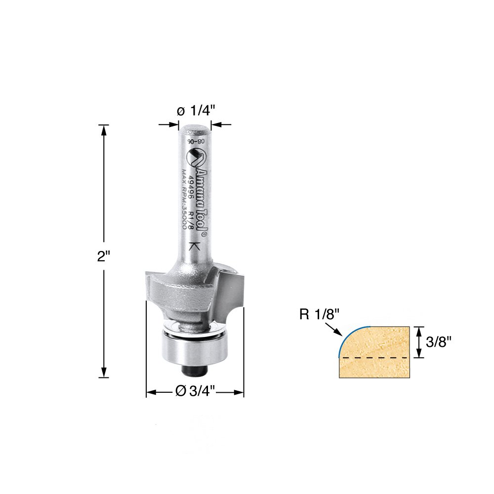 Amana Tool - 49496 Carbide Tipped Corner Round 1/8 Radius x