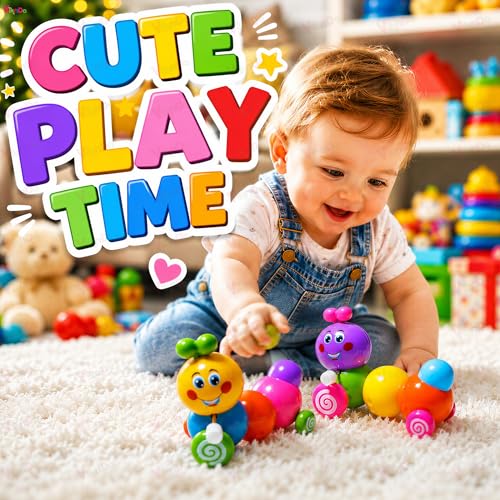 Image of VikriDA Wind-Up Caterpillar Toy Set for Kids | Colorful Push & Go Toy for Toddlers Boys & Girls (Assorted Color) - Pack of 2Pcs