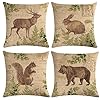 7colorroomvintagewildlifeanimalsthrowpillowcoverssquirrelbearelkrabbitwithgreenplantscushioncoverhomedecorsquarecottonlinenpillowcase18x18setof4animals  Urban Country Home Decor 7colorroom vintage wildlife animalsthrow pillow covers squirrel bear elk rabbit with green plants cushion cover home decor square cotton linen pillowcase 18 x 18 set of 4 animals  urban country home decor