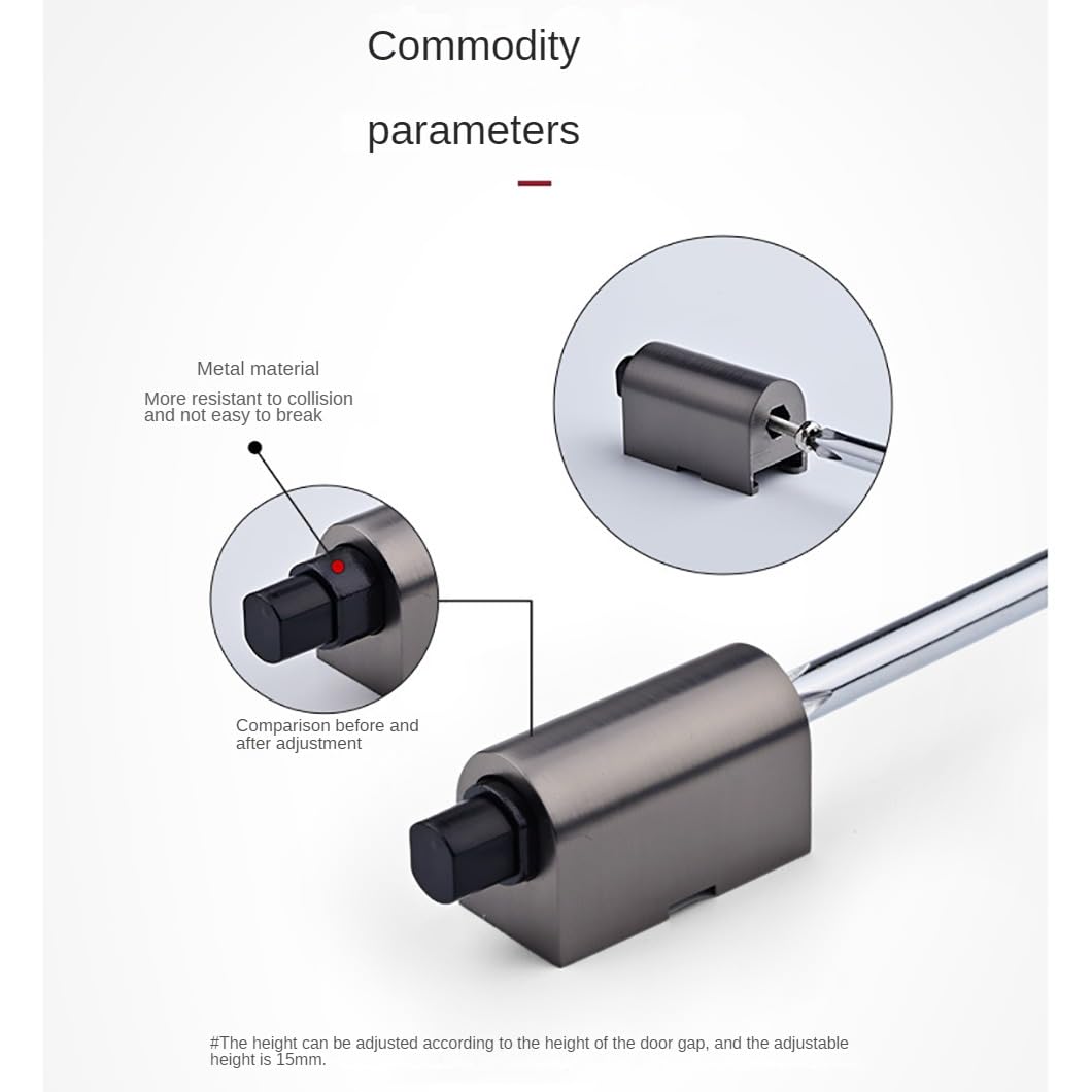 Magnetic Door Stopper, Upgrade Punch-Free Mechanical Silent Floor Door Stop, Adhesive Magnetic Suction Door Stopper Wall Protector, Adjustable No Drilling Mechanical Floor Door Stopper (Brass