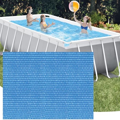 Swimming Pool Cover, Rectangle Kiddie Pool Lid, Solar Heatt Insulation Cover for Outdoor Hot Tub, Backyard SplashPool, Home Use Protection from Debris Leaves and Water Evaporation