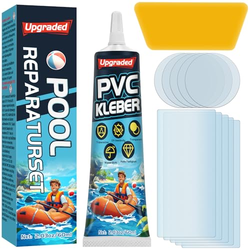 Wonshine Pool Reparaturset, Pool Flicken Wasserdicht, Luftmatratze Reparaturset, Durchsichtige Repariert Eine Vielzahl Von Aufblasbaren Gegenständen, Poolfolie, Kajaks, Schlauchboot (60ml) (fanpvc1)
