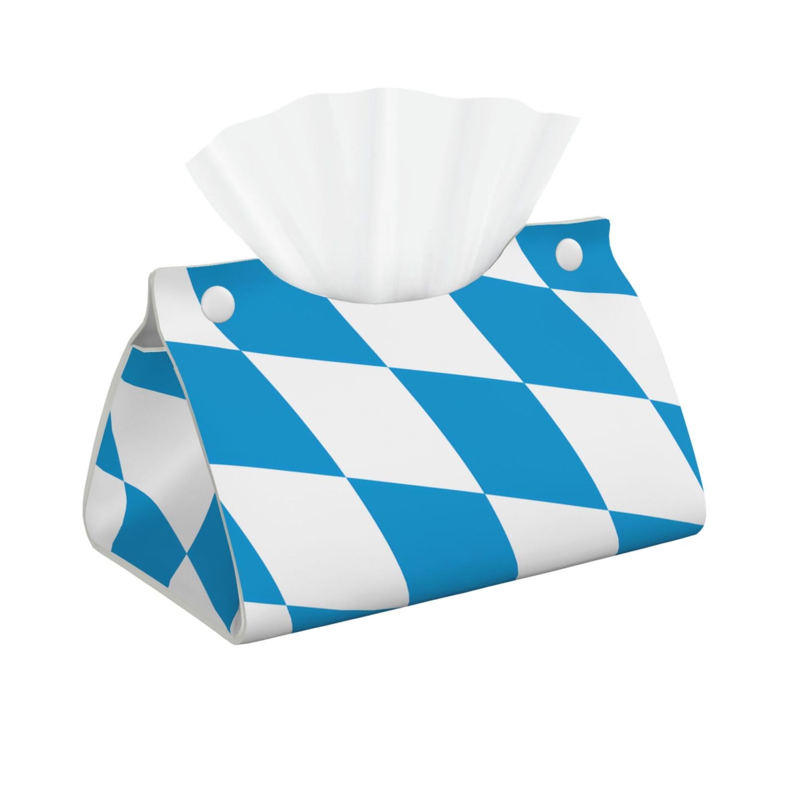 Bavarian Flag Print Long Tissue Box Cover Holder Foldable Leather Organizer for Vanity, Nightstand, Desk & Bathroom