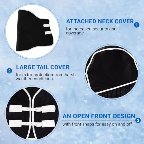 Turnout Horse Blankets Winter for Real Horses Waterproof Breathable Snow Proof Heavy Blankets 200g Fill Sheet Tear & Rip Resistant Outer Layer Adjustable Straps (75 Size) - Image 2