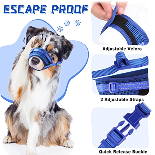 Gogopaw Dog Muzzle Soft Air Mesh Muzzle For Large Dogs, Adjustable Pet Muzzle For Small Medium Dogs To Drink Freely, Breathable Reflective Muzzle For Dogs To Prevent Biting Barking(Blue,S) #TOP2