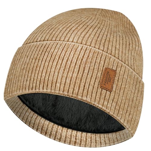 BAVATEE Gorro Invierno Hombre, Gorras de Hombre Invierno Punto Grueso Hombre, Cálidos Gorro Hombre y Mujer Unisex, Suaves y Elásticos Beanie con Forro
