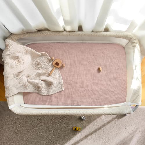 Image of lulumoon Muslin Bassinet Sheets Baby: Cotton Bedside Sleeper Bassinet Sheets Fitted for Boys and Girls