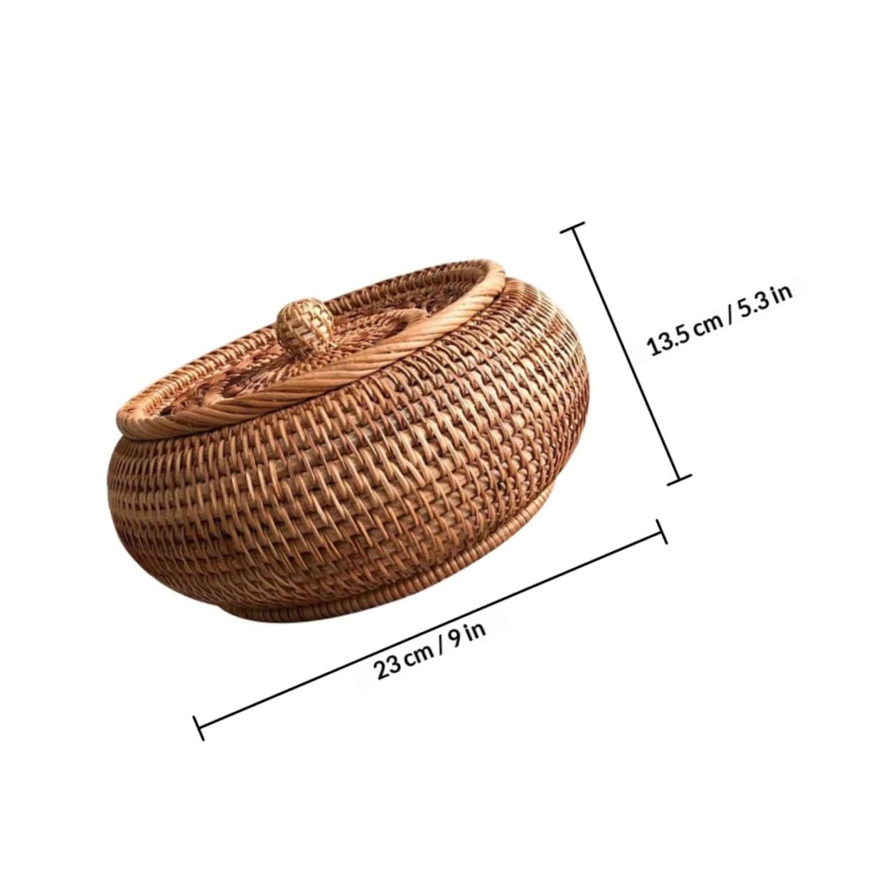 LALAFINA Scatola Porta Dolci Contenitore Robusto in Rattan Sintetico Intrecciato Coperchio come per Snack e Caramelle la Casa lo Studio