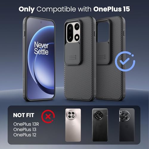 Image of PRITO Nilkin Classic Series for OnePlus 15 (1+15) Case with Camera Cover, [Camera Lens Protector] [Scratch-Resistant] [360 Full Protection] Shockproof Slim Phone Case (Black, 1+15)