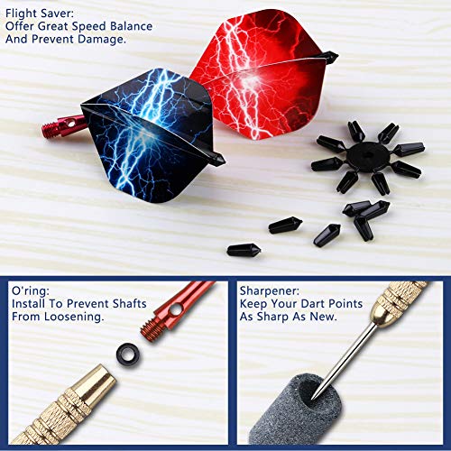 Tezoro Dart Accessories Kit Including Aluminum Dart shafts,Dart Flights, Flight Savers, Sharpener, O-Rings -Bulk Pack of 104 Pieces