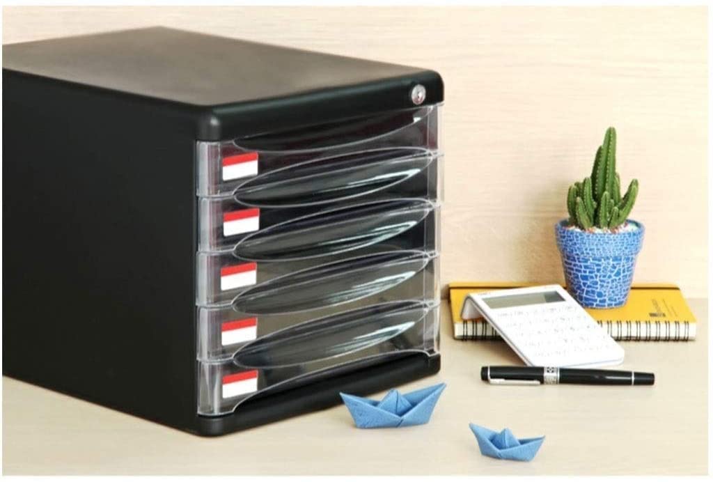 Armadietto portadocumenti con serratura a 5 cassetti, in plastica, 26,9 x 35,8 x 25,9 cm, per organizzare e proteggere i tuoi documenti