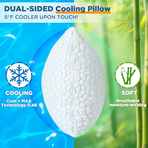 Image of Side Sleeper Pillow for Neck and Shoulder Pain Relief, Cervical Neck Support Pillow for Side Sleepers, Cooling Shredded Memory Foam Pillows for Hot Back Sleepers, Adjustable Curved Queen Bed Pillows