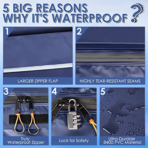 Car Rooftop Cargo Carrier Bag - Anti-Tear Waterproof 15 Cubic Ft Car Roof Top Carrier for All Vehicle with/Without Roof Rack, Including Lock, Non-Slip Mat, 6 Anti-Scratch Door Hooks, 2 Extra Straps - Image 6