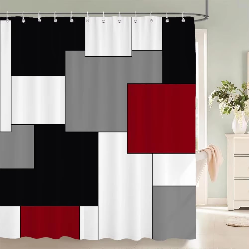 KELAIMI Abstract Geometric Shower Curtains,Modern Luxury Bathroom Curtains,Simple Aesthetic Washable Quick-Dry Bathtub Curtains Style 7 180X210Cm
