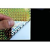 Tigofly 6個 10X21cm ホログラフィック粘着フィルム フラッシュ人工魚鱗スキンジグステッカー ハードベイト ルアーステッカー(ゴールド)