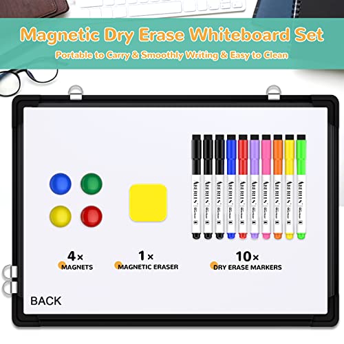 Monthly Calendar Whiteboard Dry Erase Cork Board Combination For Wall, 17X13" Magnetic Dry Erase Board, Double-Sided White Board, Portable Board For Office, Planning, Memo, School, Home (Black) #TOP1
