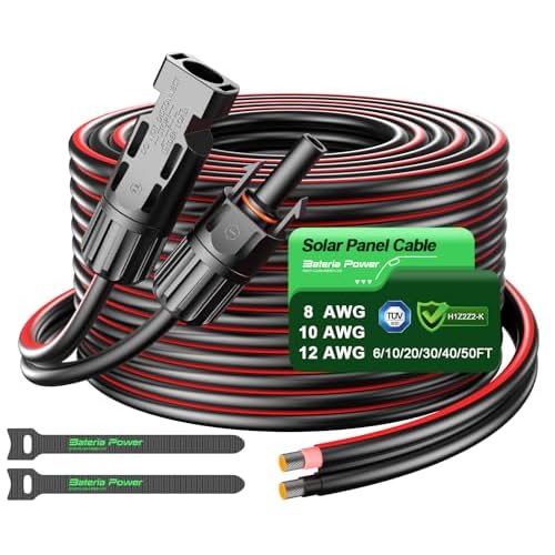 BateriaPower 20ft 10AWG Solar Panel Extension Cable