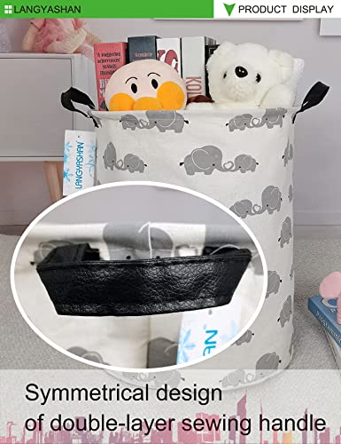 Langyashan Storage Bin, Canvas Fabric Collapsible Organizer Basket For Laundry Hamper,Toy Bins,Gift Baskets, Bedroom, Clothes,Baby Nursery (Full Love Elephant) #TOP3