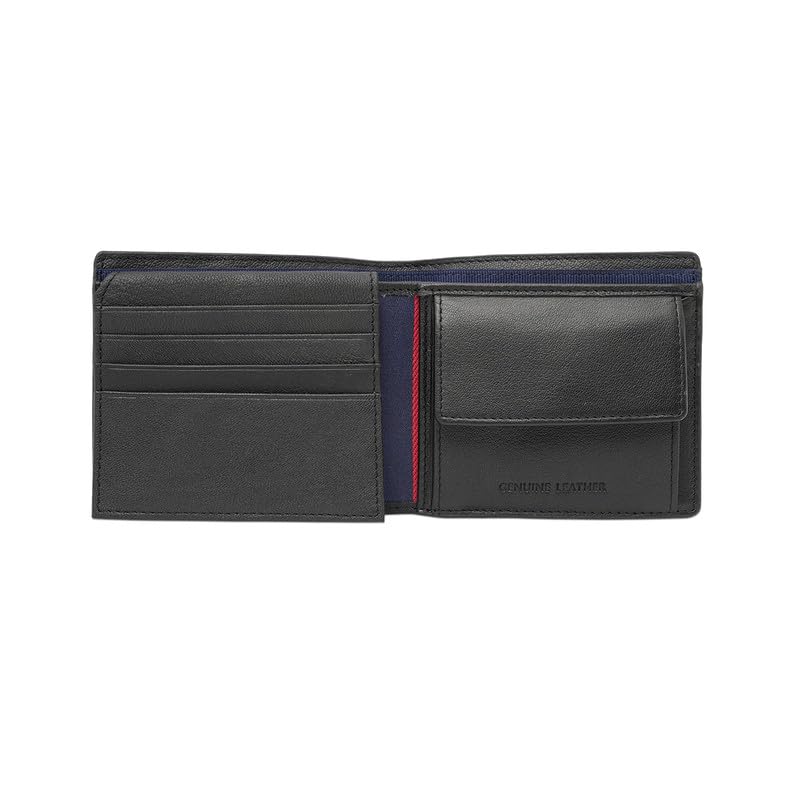 Image of Tommy Hilfiger Men's Leather Multicard Coin Wallet Liard - Black | Side Closure | Card, Coin & Currency Organization | Bi-Fold Wallet | Ideal for Gifting | Stylish Purse for Men