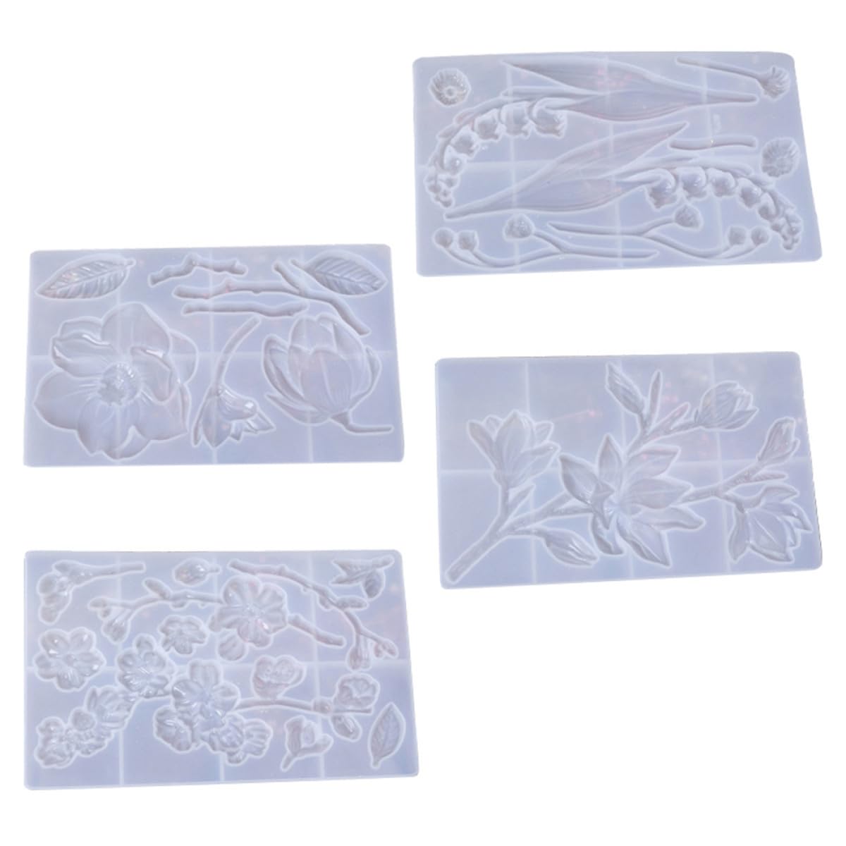 Moule en Silicone Soi-même 4 Pièces pour Fleurs de Magnolia, Non Adhérent et Facile à Nettoyer, pour Projets DIY et Résine Époxy