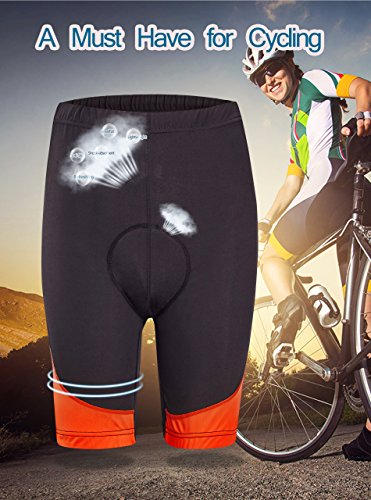 Bicycle Short for Men,Moisture-Wicking Bike Shorts Cycling Half Pants Orange/Black L