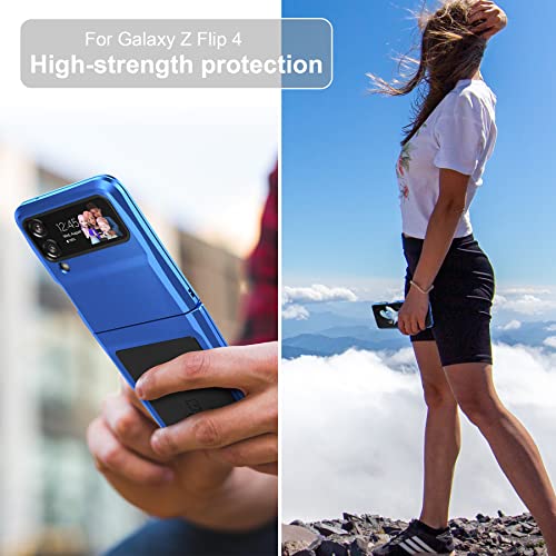 Foluu For Samsung Galaxy Z Flip 4 Case, Metal Phone Case With Hinge Protection, Aluminum Shockproof Frame Case Soft Rubber Silicone Military Heavy Duty Hard Case For Galaxy Z Flip 4 5G 2022 (Blue) #TOP7