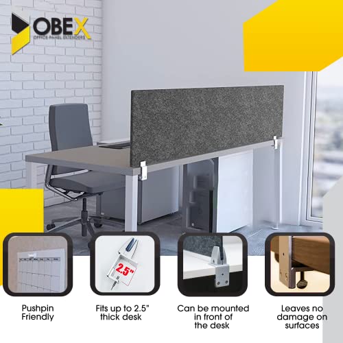 Obex Base Acoustical Desk Mounted Split Screen Privacy Panel Table Top Separator For Office Cubicles, 24" X 42", Shadow #TOP1