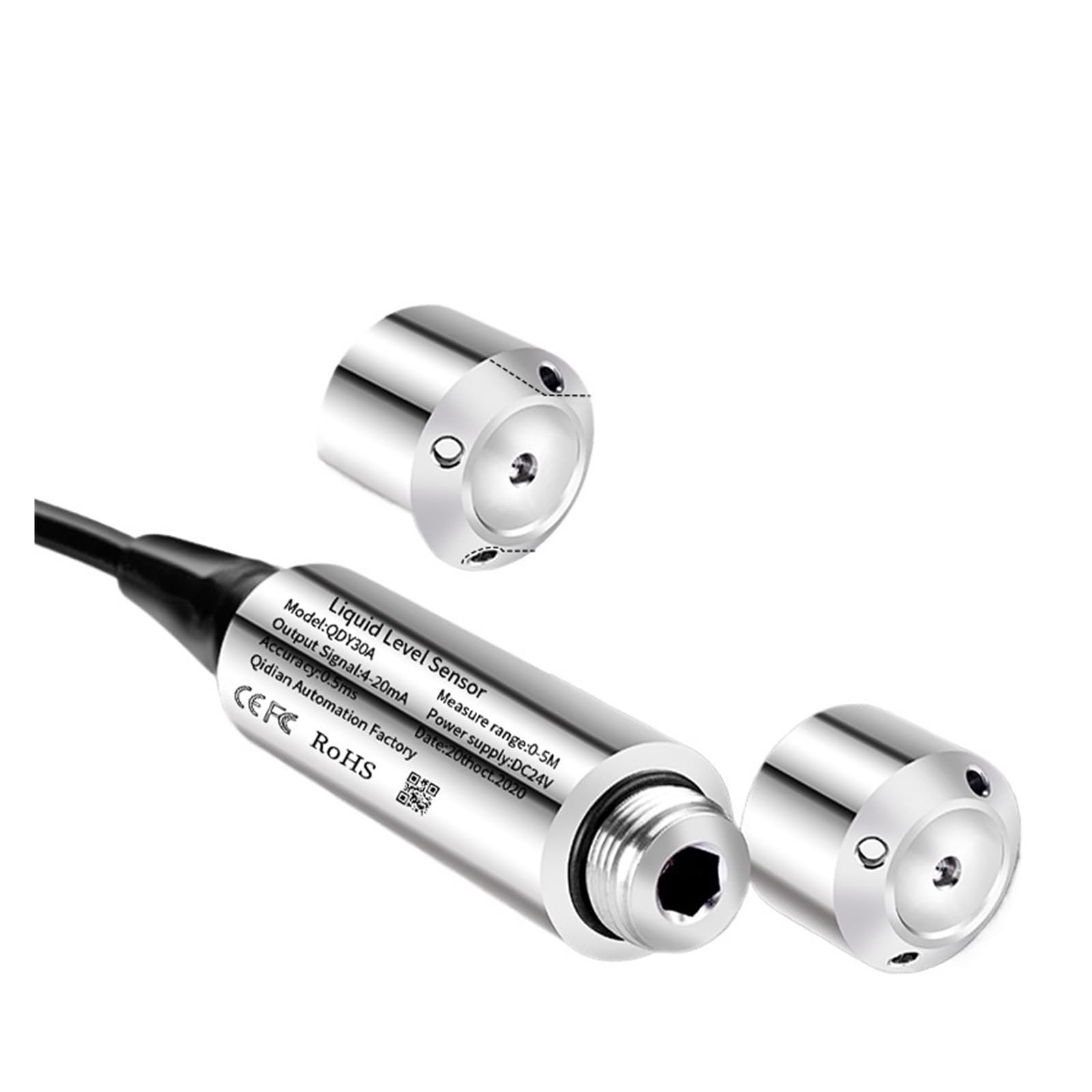 Wasserstandssensor 0-30 m, Flüssigkeitsstandmessumformer 4-20 mA, 0-1/2/3/4/5 m, RS485-Wasserstandssensor, Messumformer(Output Rs485,5M Range 7M Cable)