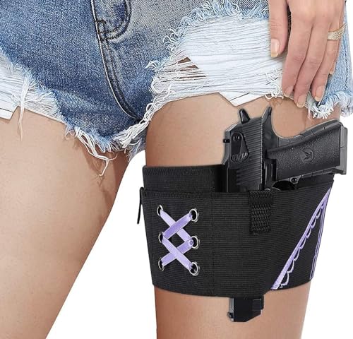 Conceal Carry Ankle Holster for Women, Adjustable, Purple