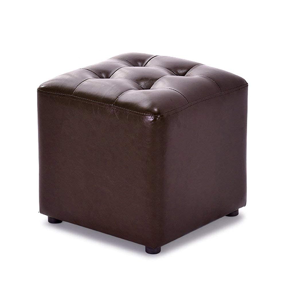 Kunstleder-Ottomane, Würfel, gepolsterter Fußhocker, Couchtisch, Sofa, Fußstütze, Hocker, Sitzfläche, braun, 35,6 x 35,6 x 33 cm