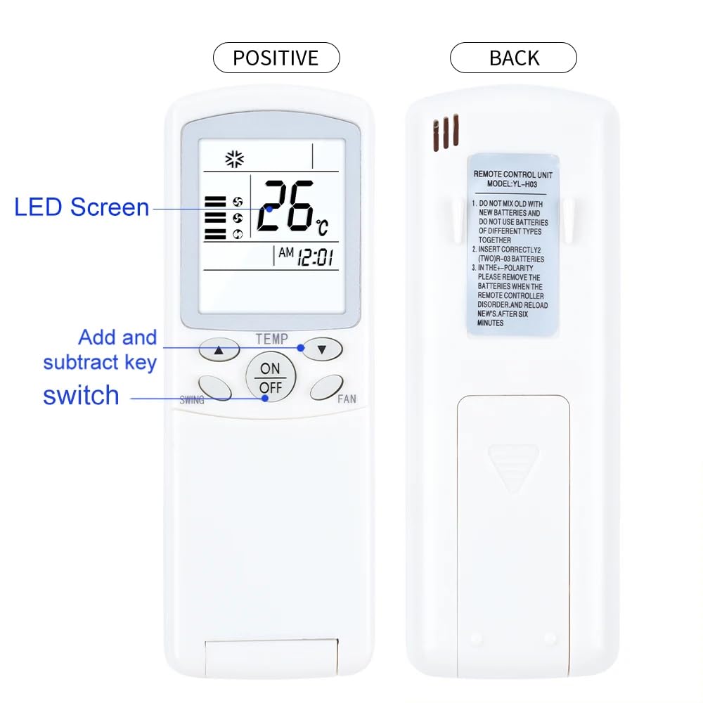 Ochoos - Telecomando di ricambio per condizionatore d'aria Haier YL-H03 AC A/C YR-H03 YR-H07 YR-H08 YR-H10