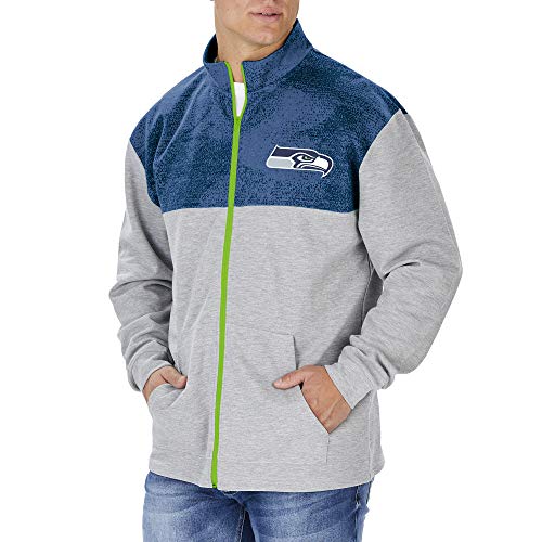 Zubaz NFL Seattle Seahawks Men's Full Zip Track Jacket, Gray, X-Large