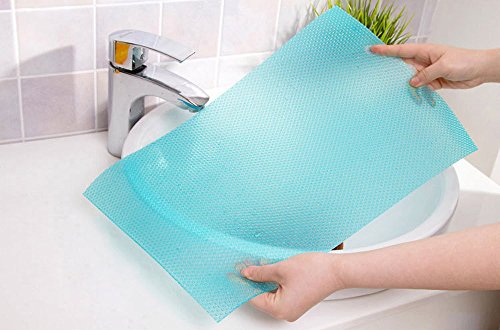 Refrigerator Mats Shelf Liners Fridge Pads Drawer Table Mats Cabinet Placemats Washable Adjustable Multi-Purpose Liners, Non-Adhesive (Blue)