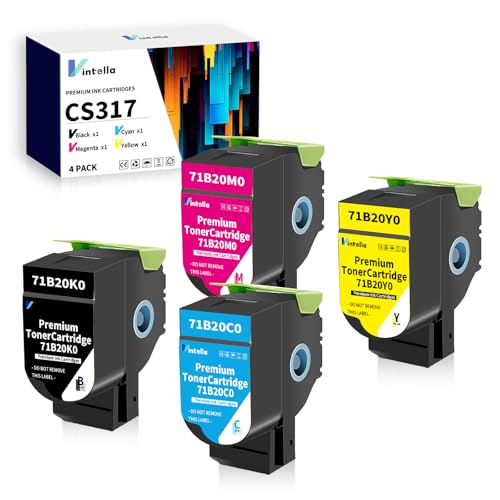 Vintella CS317 CX317 Toner Compatible avec Lexmark CX317dn CS317dn CS417dn CX417de CS517de CX517de Imprimante 71B20K0 71B20C0 71B20M0 71B20Y0 (3000 Pages BK, 23000 Pages BK, 23000 Pages Pages CMY)
