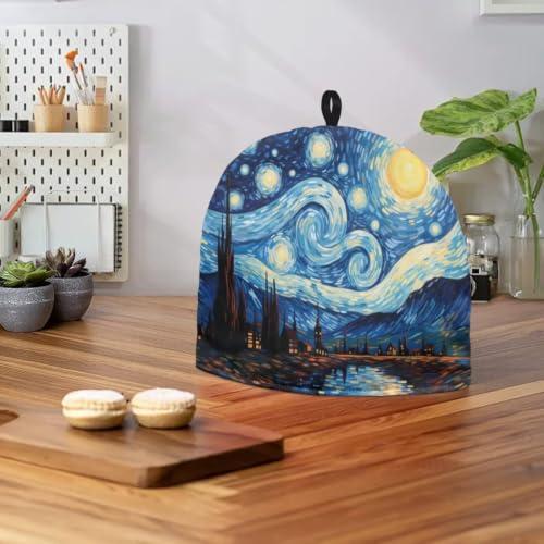 Image of Teapots Dust Cover Van Gogh Starry Night Tea Cozy for Teapot Insulated Tea Kettle Cover Breakfast Insulation Lid Warmer Tea Cosy Kitchen Coffee Table Decorative Accessories