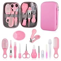Baby-Pflegeset, Sicherheitspflege-Set für Kleinkinder mit Haarbürste, Kamm, Nagelknipser, Nasensauger, Baby-Essentials-Set für Neugeborene, Mädchen, Jungen (rosa Baby-Pflegeset)