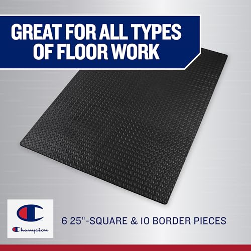 Champion Interlocking Foam Mat Tiles, 12mm, 6 piezas (Negro) miniatura 5