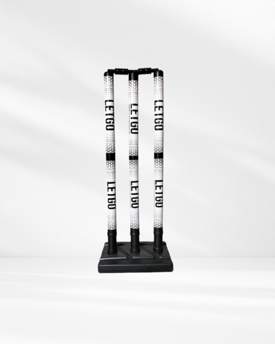 QuickStrike Stumps Set with Base and 2 Bails, Black and White, Practice Training Equipment-image-3