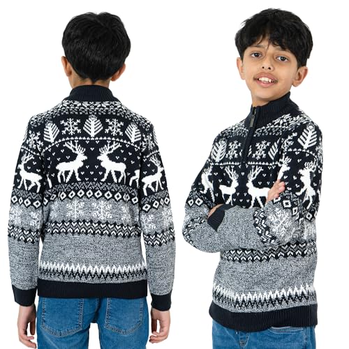 Jersey navideño nórdico infantil para cenas familiares y días de juego invernales con Papá Noel 2