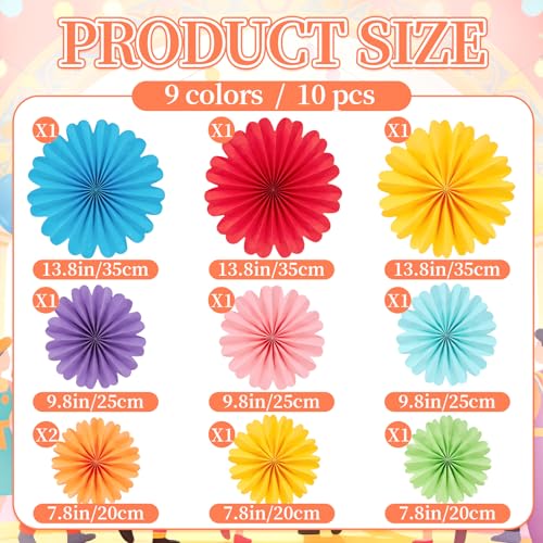 Image of Easy Joy Paper Flowers Decorations for Wall 10 PCS Paper Fans Fiesta Party Decorations Mexican Party Decorations for Girl Classroom Groovy Birthday Baby Shower Wedding Room Wall Hanging Decor