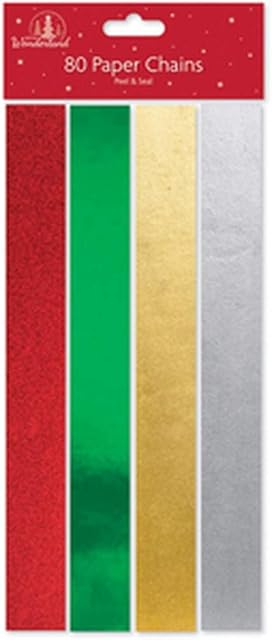 80 Christmas Paper Chains - 4 Colours Per Pack - Metallic