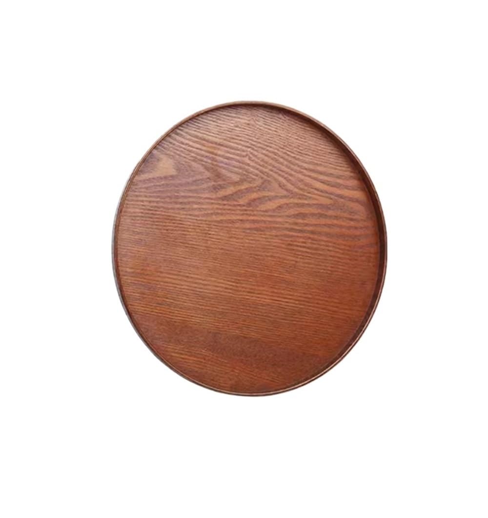 LIANXIBAG 24cm 27cm Round Acacia Wood Serving Tray Decorative Farmhouse Candle Holder For Kitchen Counter Home Decoration(27cm)