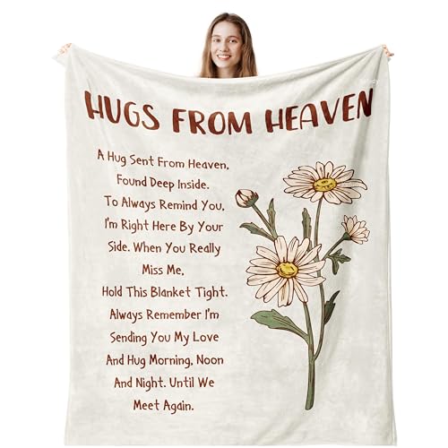 Xufudy Memorial Sympathy Gifts for Loss of Loved One Memorial Gifts for Loss of Mom/Dad Bereavement Gift in Memory of Loved One Gift Hug from Heaven Blanket 60x50