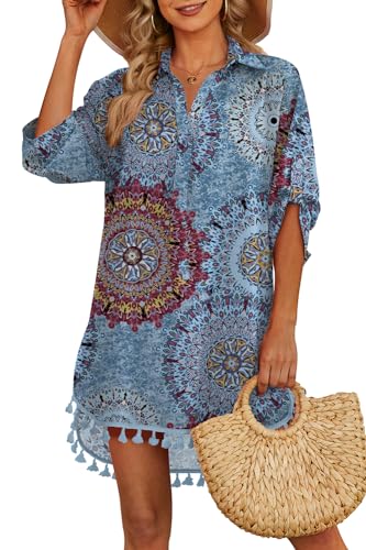 Image of Yincro Womens Swimsuit Coverup Shirt Tassel Beach Bathing Suit Cover Ups