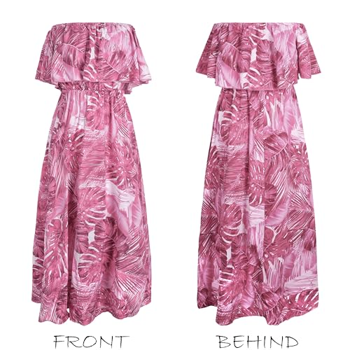 Image of CUPSHE Women Ruffle Floral Maxi Summer Dress Off Shoulder Short Sleeve Backless Flounce Bodice Slit Hem Beach Dresses