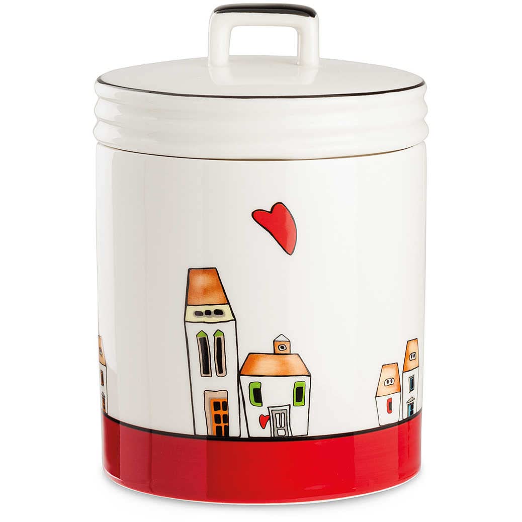 Egan Le Casette Collection Jar Made of Red Porcelain. Size: 14 x 19 cm. The reference is 192012