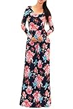 Women's USA Chevron Color Blocked Long Sleeve Empire Waisted Maxi Dress (Medium, DD46, NVY/Coral)