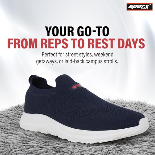 Image of SPARX Sports Walking Shoes for Men - Lightweight Breathable Slip-On Shoes with Cushioned Comfort, Shock Absorption, Durable Grip, Flexible Sole & Everyday Walking Performance