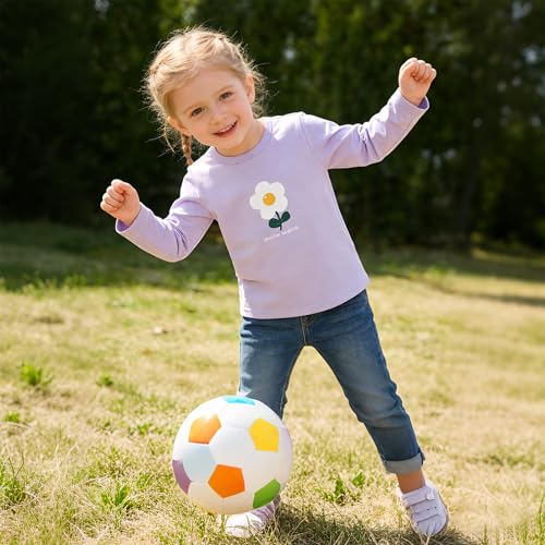 Image of 100% Cotton Girls T-Shirt 2-Pack Cute Tops Casual Soft Printed Toddlers Tees Layering 18Months-8Years